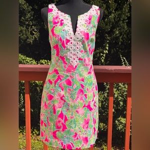 LILLY PULITZER NEW PRINTED FLORAL COTTON SLEEVELESS DRESS SIZE 10